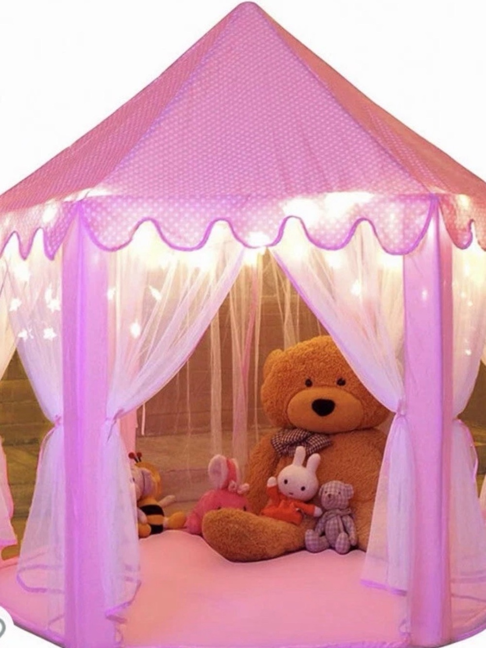 Princess Tent Girls Large Playhouse Castle Play Tent with Star Lights Monobeach